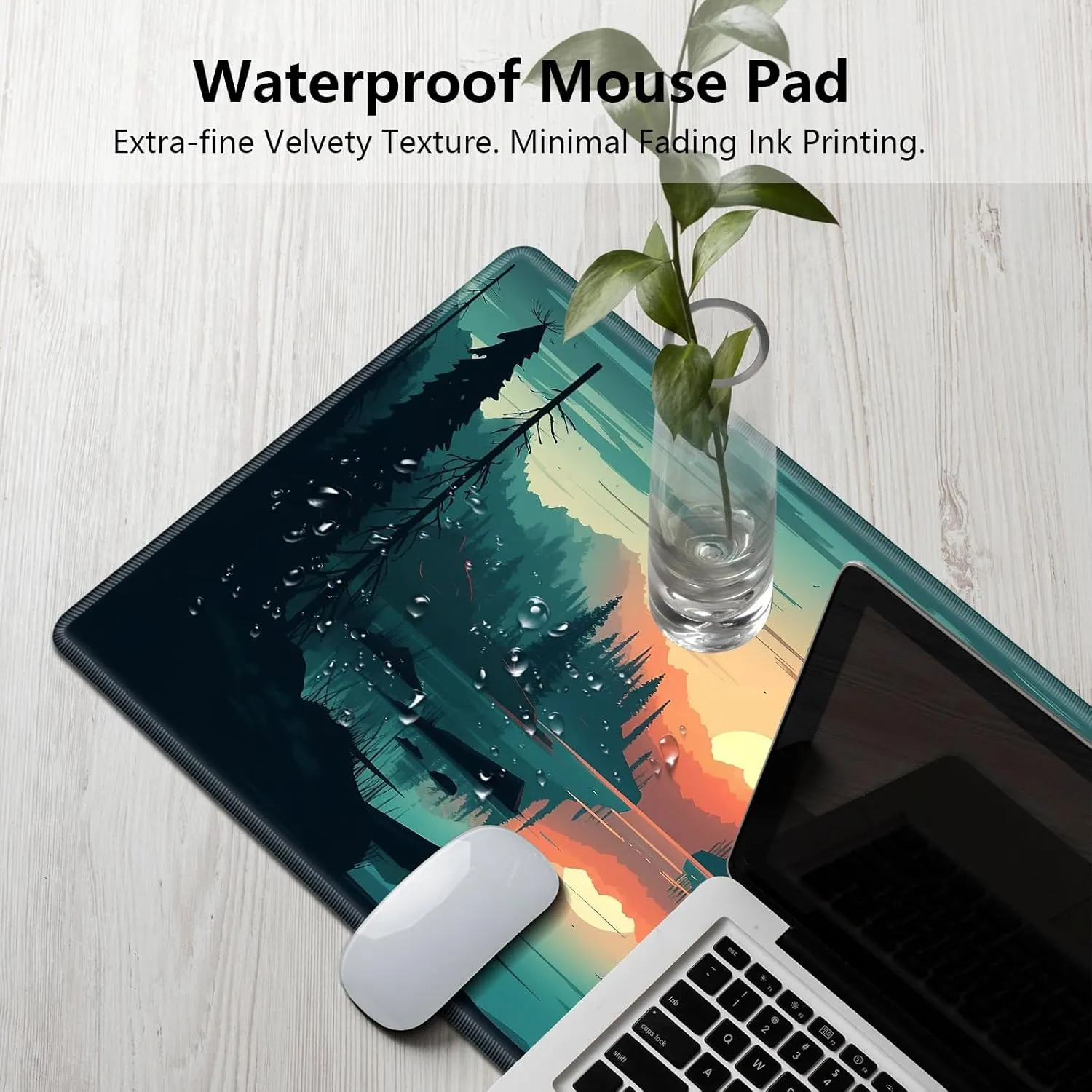 MTG Playmat 24" x 14" With High Elastic Rubber Base Non-Slip Sole HD Printing for Magic Mat Card Gaming Mouse Pad, Sunset On The River