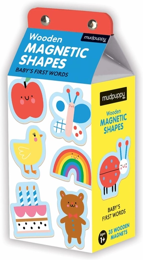 Mudpuppy Baby's First Words – Wooden Magnetic Shapes Featuring Adorable Everyday Objects for Children Ages 1 and Up