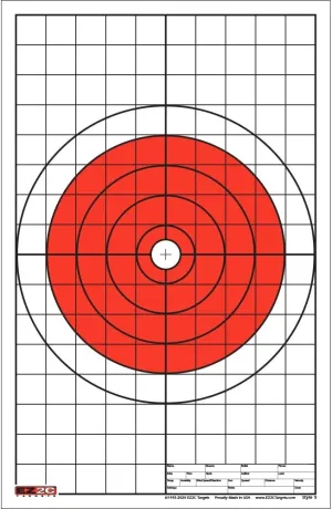 Multi Purpose EZ2C Targets Style 5 Bullseye Pistol and Rifle with 1" Grids for Sight in