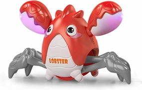 Musical Baby Toy -Crawling Lobster Toy Sensory Tummy Time Toys for Boy Girl, Light-up Walking Dancing Moving Toys Learning Development Infant Toddler Birthday Gifts (Red)