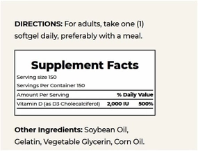 Nature's Bounty Vitamin D, Supports Immune Health & Bone Health, 2000IU Vitamin D3, 150 Softgels,150 Count (Pack of 2)