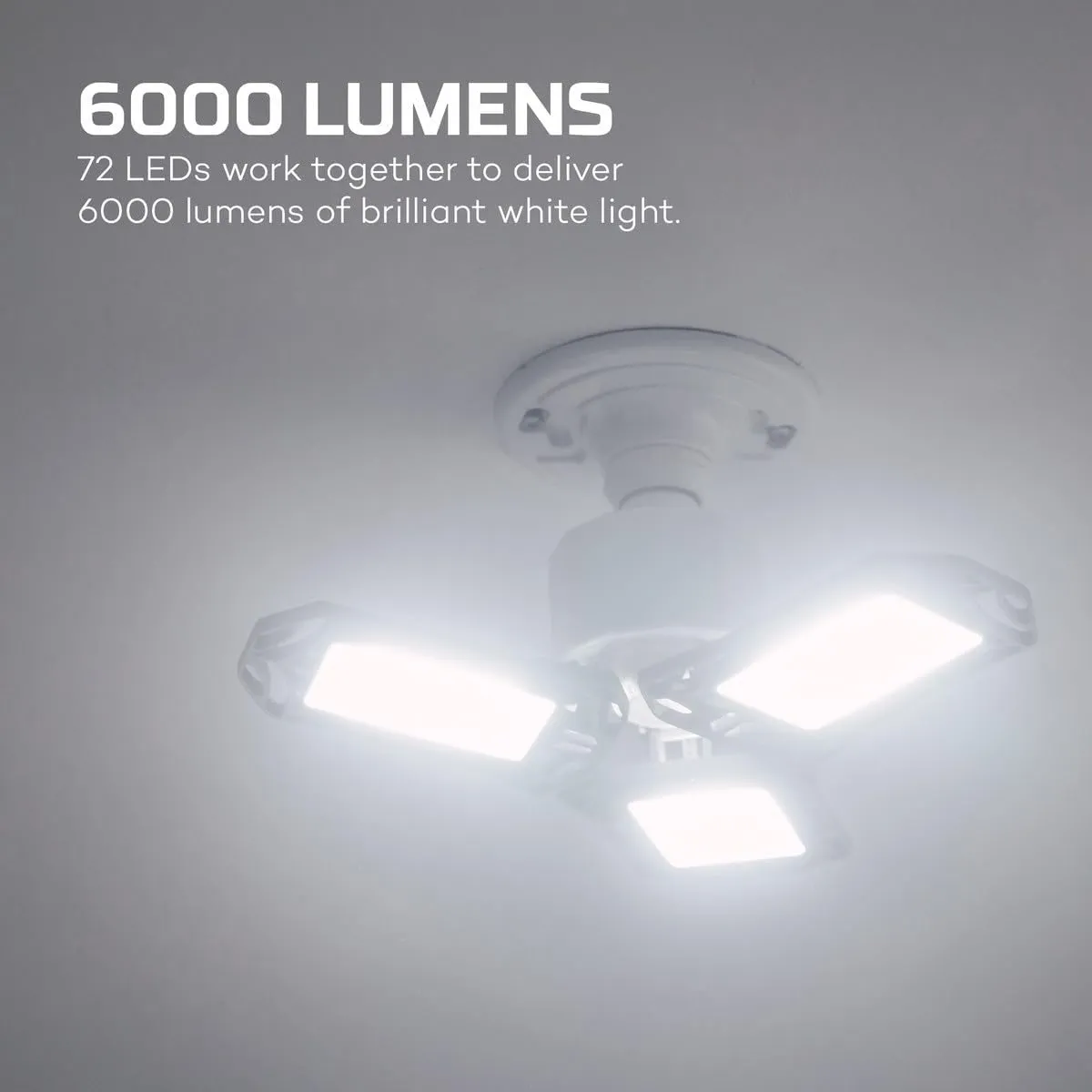 NEBO HIGH BRIGHT 6000 Garage Light | 6000 Lumens, Screws Into Standard Bulb Sockets, Adjustable Panels, Energy Efficient LED Shop Lights, No Rewiring Required, Great for Basements & Attics