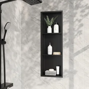 Neodrain 3-Tier 12X36 Inch Recessed Shower Niche Tile Ready, Matte Black Stainless NO Tile Needed Wall Niche for Shower & Bathroom Storage, Waterproof Bath Organizer