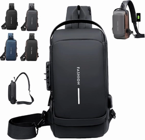 New Carbon Fiber Streamline Anti-Theft Sling Bag, 2025 Upgraded Auricz Bag, Anti-Theft,Usb Charging Sport Slings