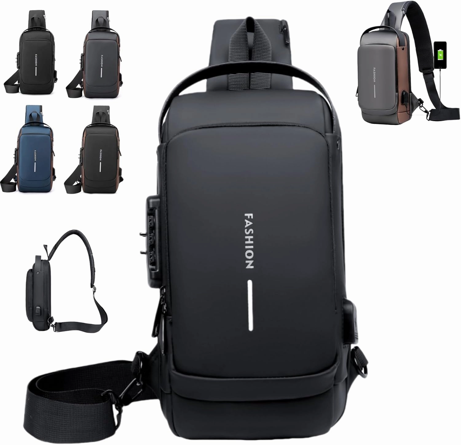 New Carbon Fiber Streamline Anti-Theft Sling Bag, 2025 Upgraded Auricz Bag, Anti-Theft,Usb Charging Sport Slings