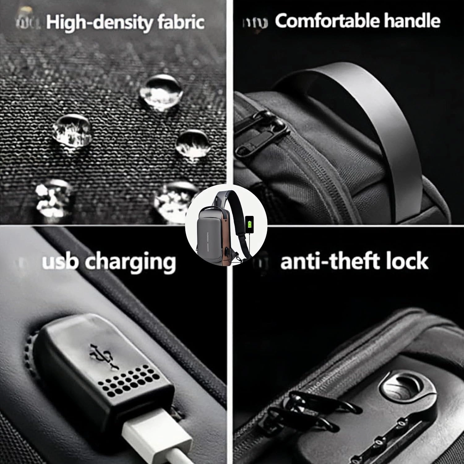 New Carbon Fiber Streamline Anti-Theft Sling Bag, 2025 Upgraded Auricz Bag, Anti-Theft,Usb Charging Sport Slings
