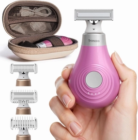 New Intimate Electric Trimmer for Women, [Small But Powerful] Designed for Pubic Hair Grooming, Bikini Line Removal, Wet/Dry Shaver On-The-Go, USB-C Rechargeable Razor with Travel Case, Pink