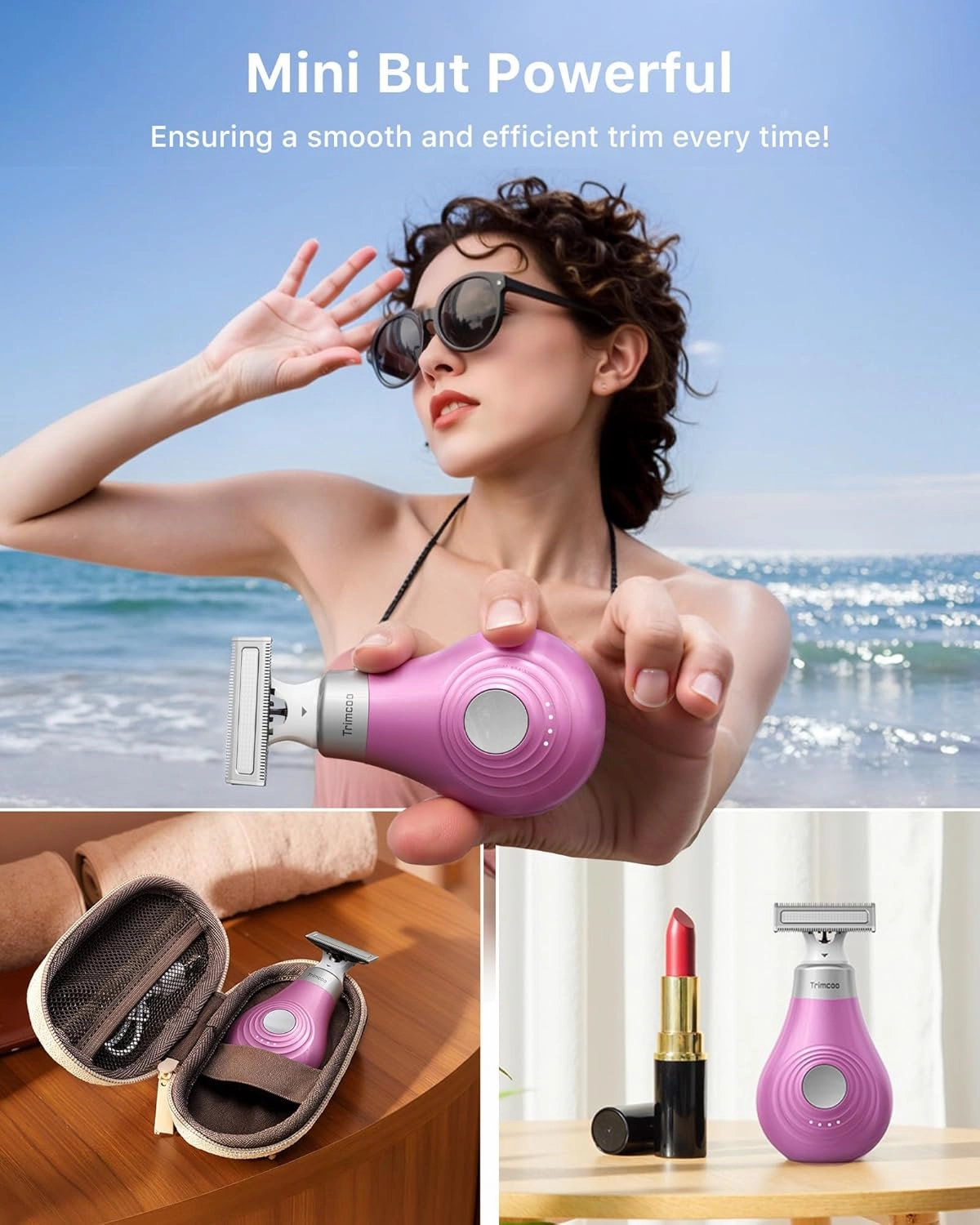 New Intimate Electric Trimmer for Women, [Small But Powerful] Designed for Pubic Hair Grooming, Bikini Line Removal, Wet/Dry Shaver On-The-Go, USB-C Rechargeable Razor with Travel Case, Pink