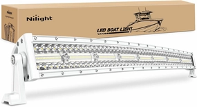 Nilight Marine LED Light Bar Navigation Lights 33 Inch Curved White Spot Flood Combo Ponton Boat Deck Dock Lighting for Night Fishing T-top Stern Yacht Sailboat Trucks Tractors