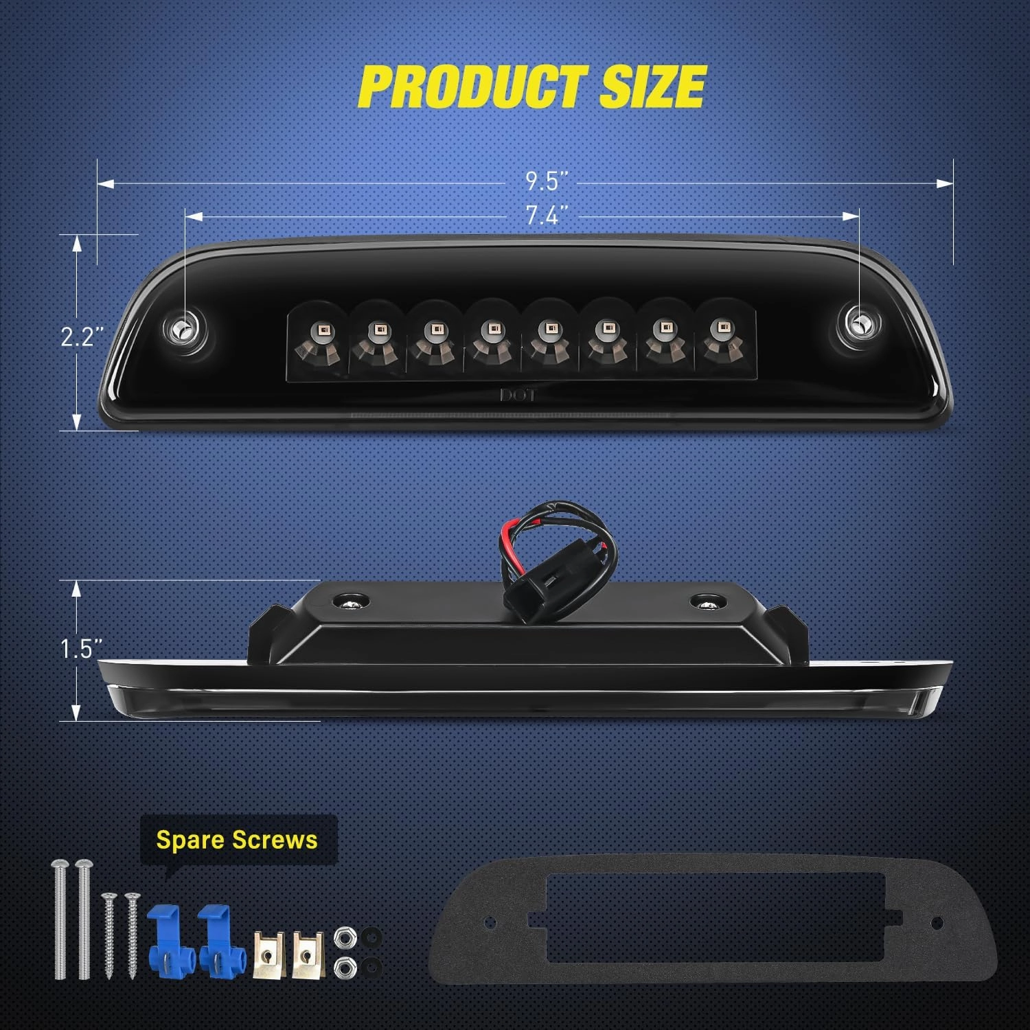 Nilight Third Brake Light High Mount 3rd Stop LED Lighting Compatible with Toyota Tacoma 1995-2016 Pickup Rear Cab Center Tail Lights Replacement