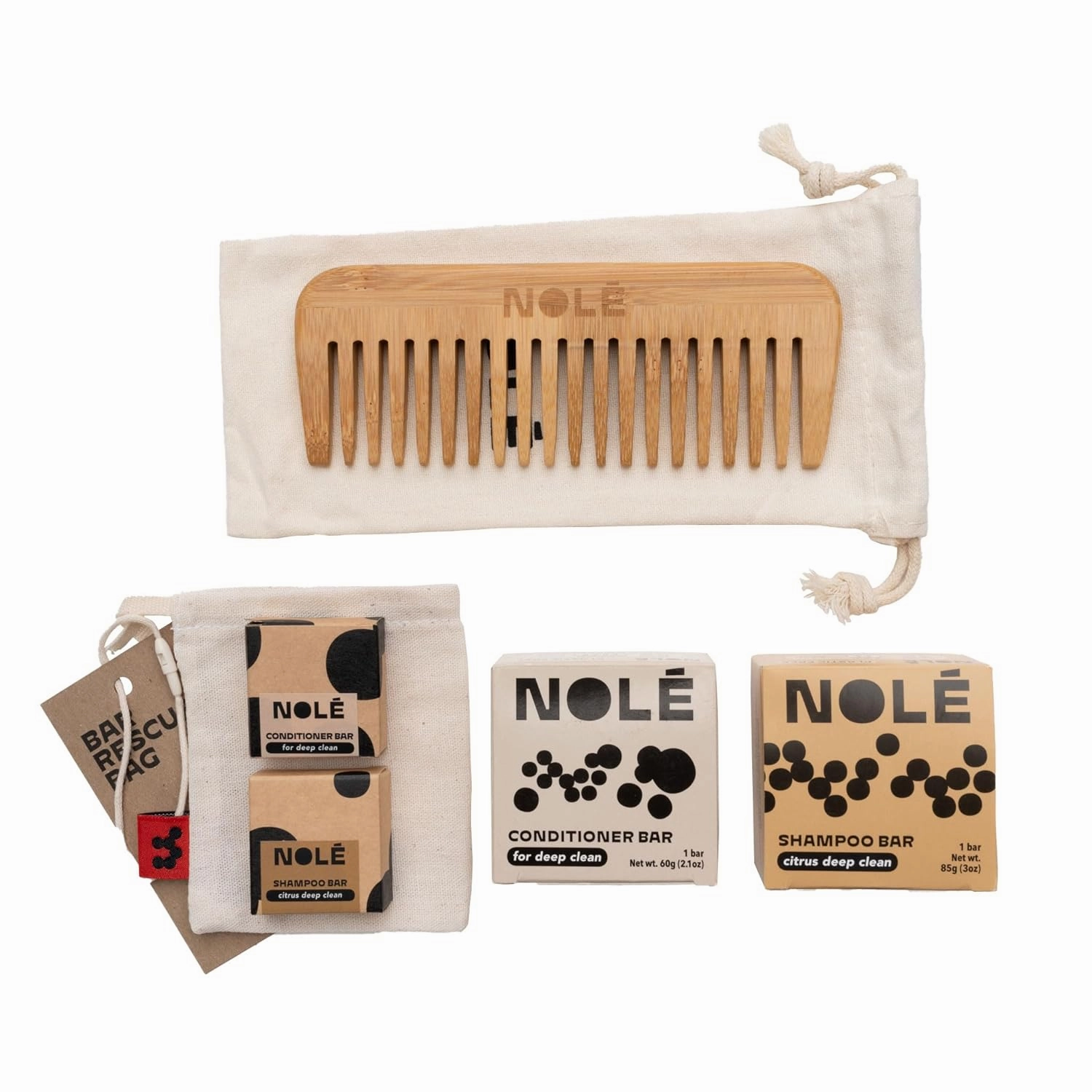NOLE CARE Citrus Haircare Essential Set - Bar Shampoo and Conditioner, Detangles and Nourishes Oily-Prone Hair, Perfect for Gifting, Sustainable, 100% Plastic-Free Packaging