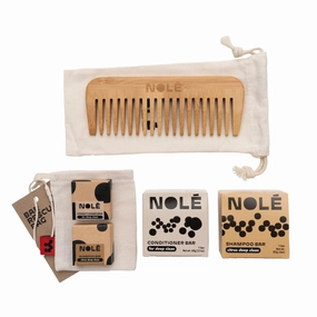 NOLE CARE Citrus Haircare Essential Set - Bar Shampoo and Conditioner, Detangles and Nourishes Oily-Prone Hair, Perfect for Gifting, Sustainable, 100% Plastic-Free Packaging