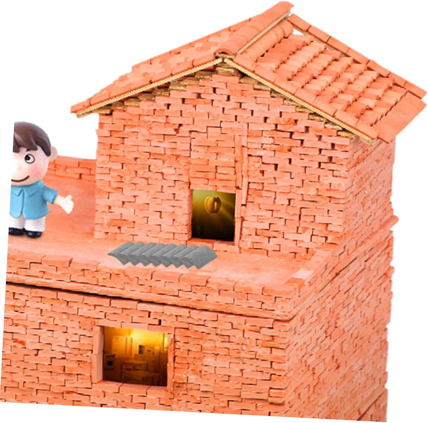 NOLITOY 3sets Fake Roof Tiles Miniature Bricks for Sand Table Mini House Decorations 70pcs*3