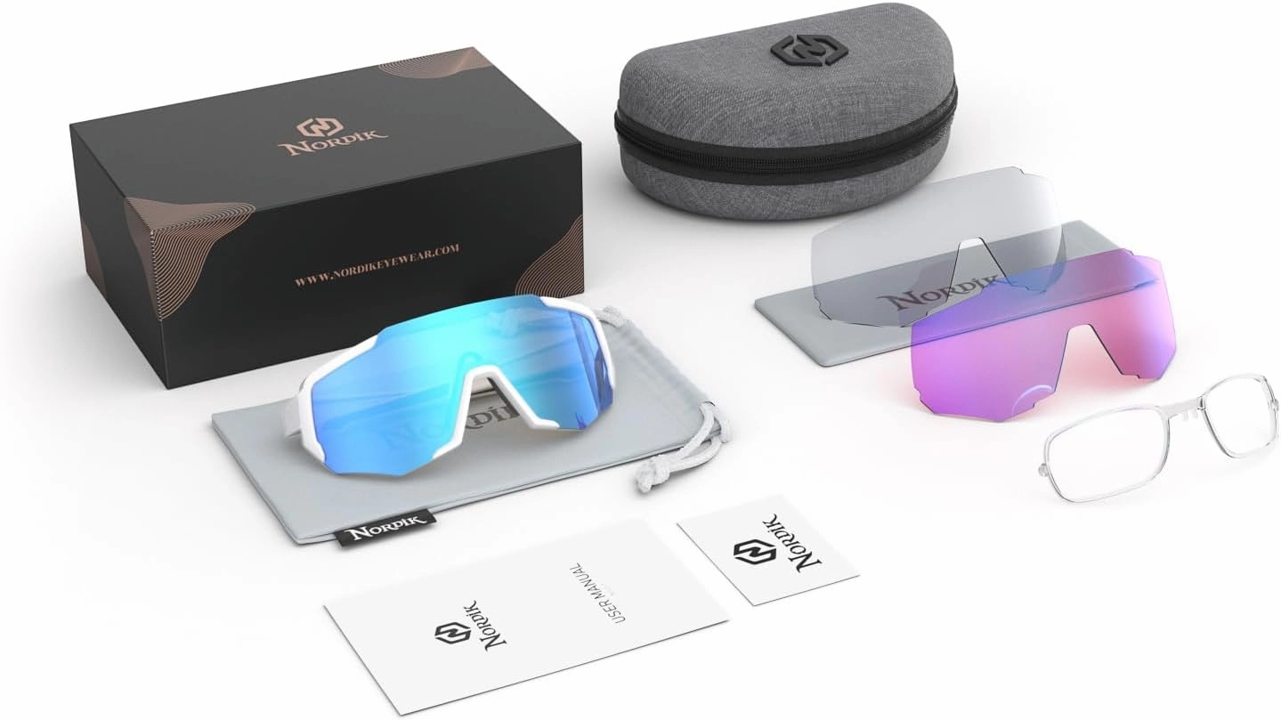 Nordik KANON Photochromic Cycling Glasses 3 Interchangeable Lenses Men & Women-For Cycling Running Fishing Golf & Baseball