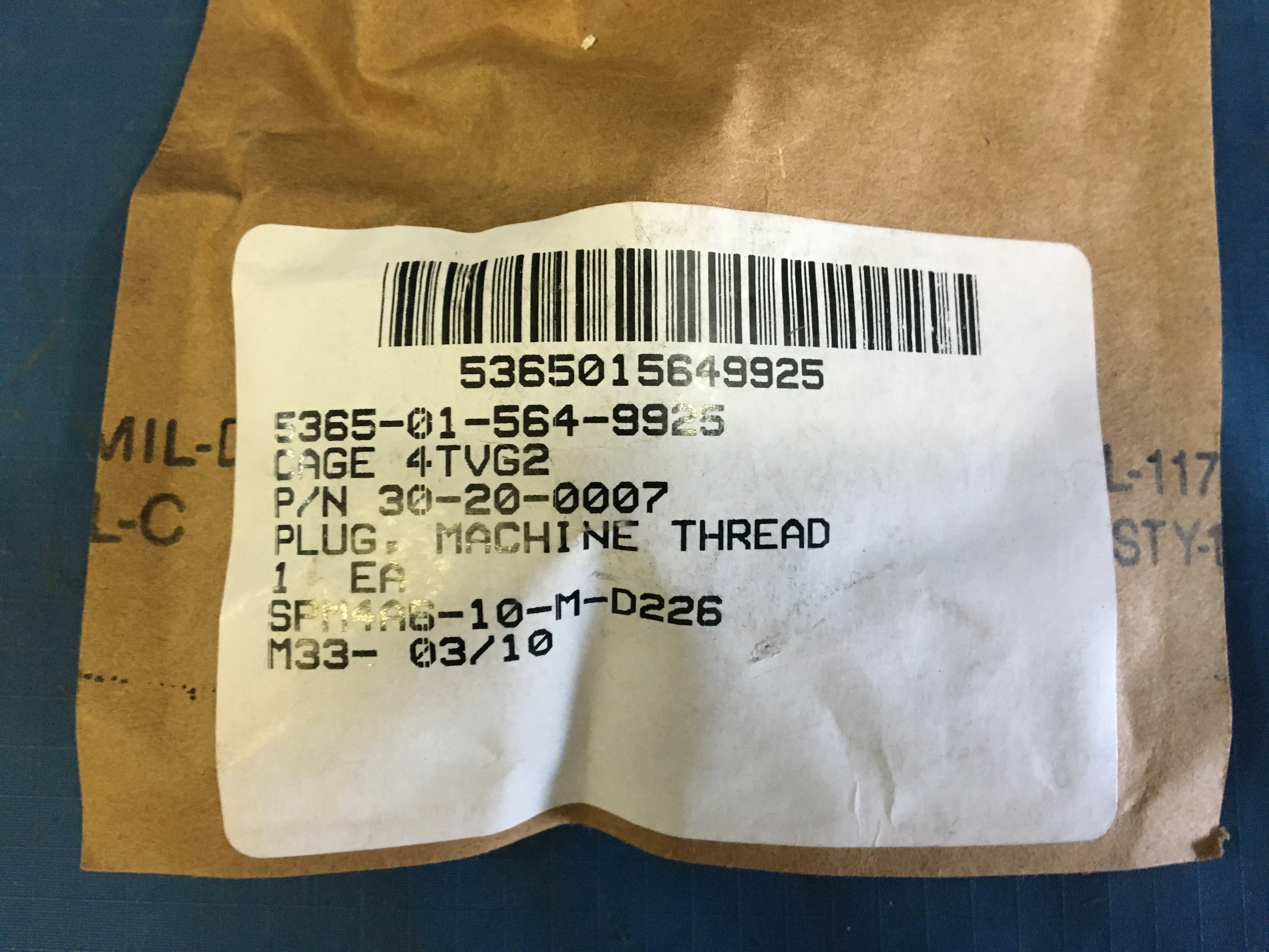 NOS Magnetic Machine Thread Plug NSN:5365-01-564-9925 Model:30-20-0007