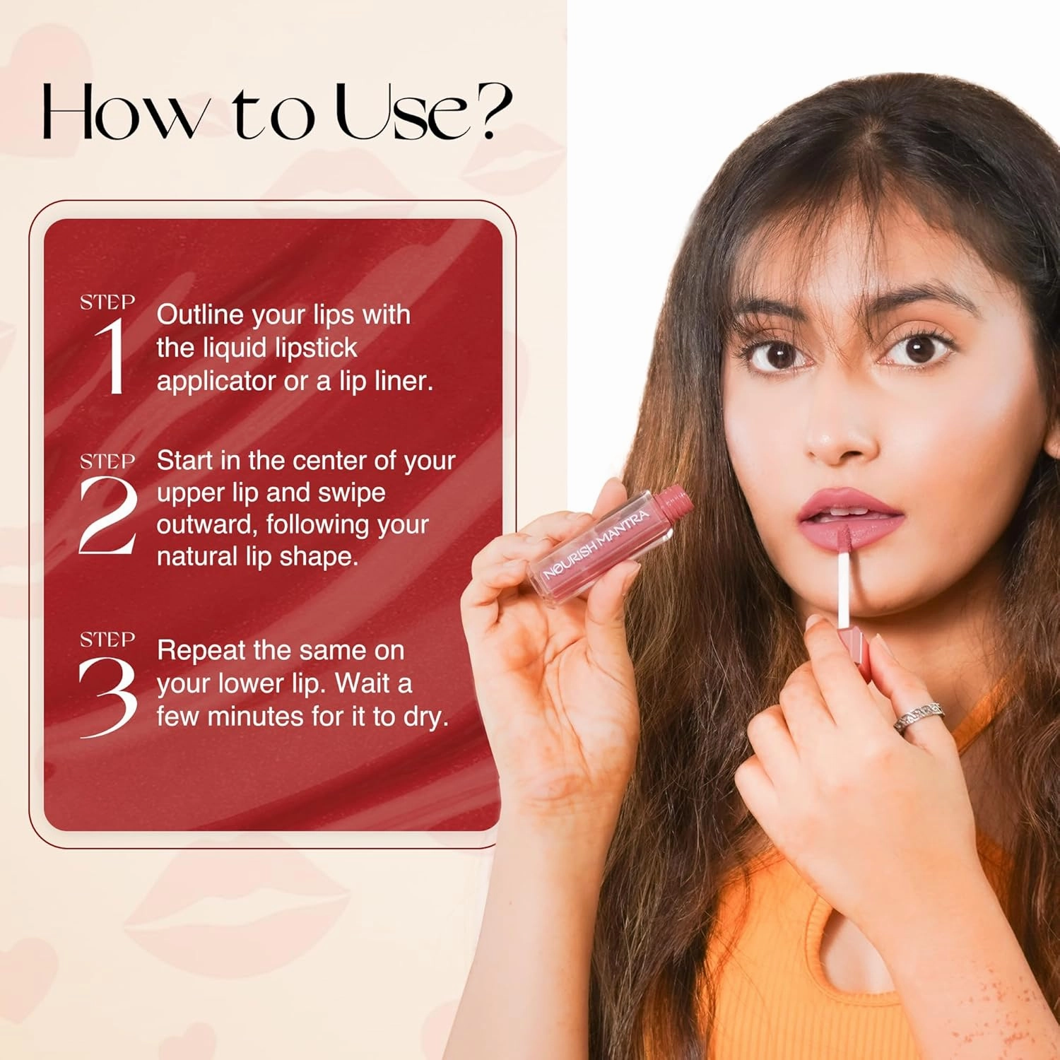 NOURISH MANTRA Ishq vala Red Lipstick (3.5ml)/ Creamy Matte Liquid Lipstick with SPF/Water Proof/Smudge Proof/Transfer Proof/Long Lasting/Suits All Skin Tones