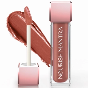 NOURISH MANTRA Tedha Medha Hazelnut Lipstick (3.5ml)/ Creamy Matte Liquid Lipstick with SPF/Water Proof/Smudge Proof/Transfer Proof/Long Lasting/Suits All Skin Tones