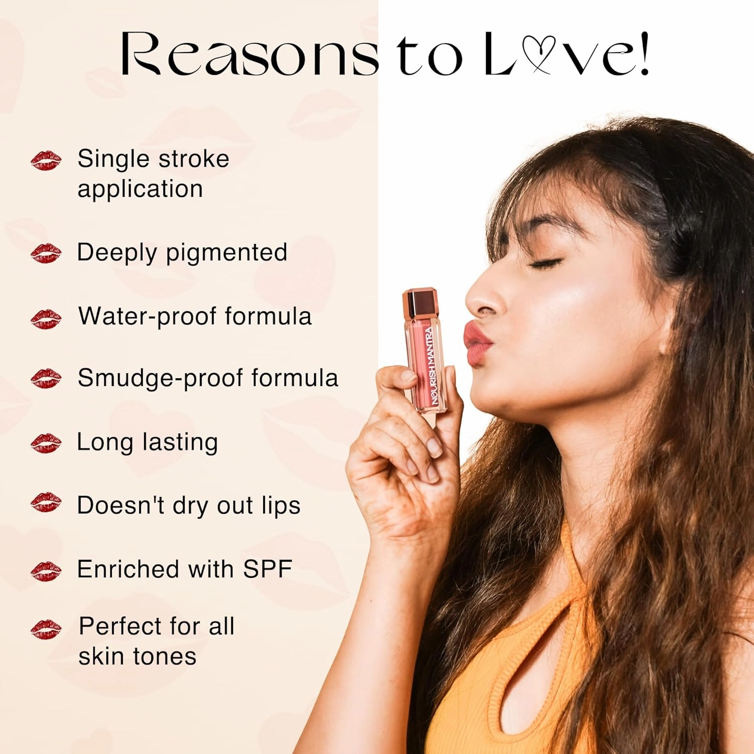 NOURISH MANTRA Tedha Medha Hazelnut Lipstick (3.5ml)/ Creamy Matte Liquid Lipstick with SPF/Water Proof/Smudge Proof/Transfer Proof/Long Lasting/Suits All Skin Tones