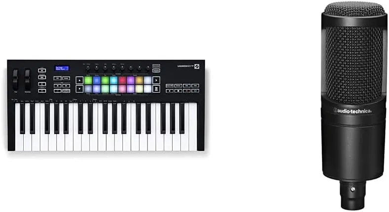 Novation Launchkey 37 [MK3] MIDI Keyboard Controller - Seamless Ableton Live Integration & Audio-Technica AT2020 Cardioid Condenser Studio XLR Microphone