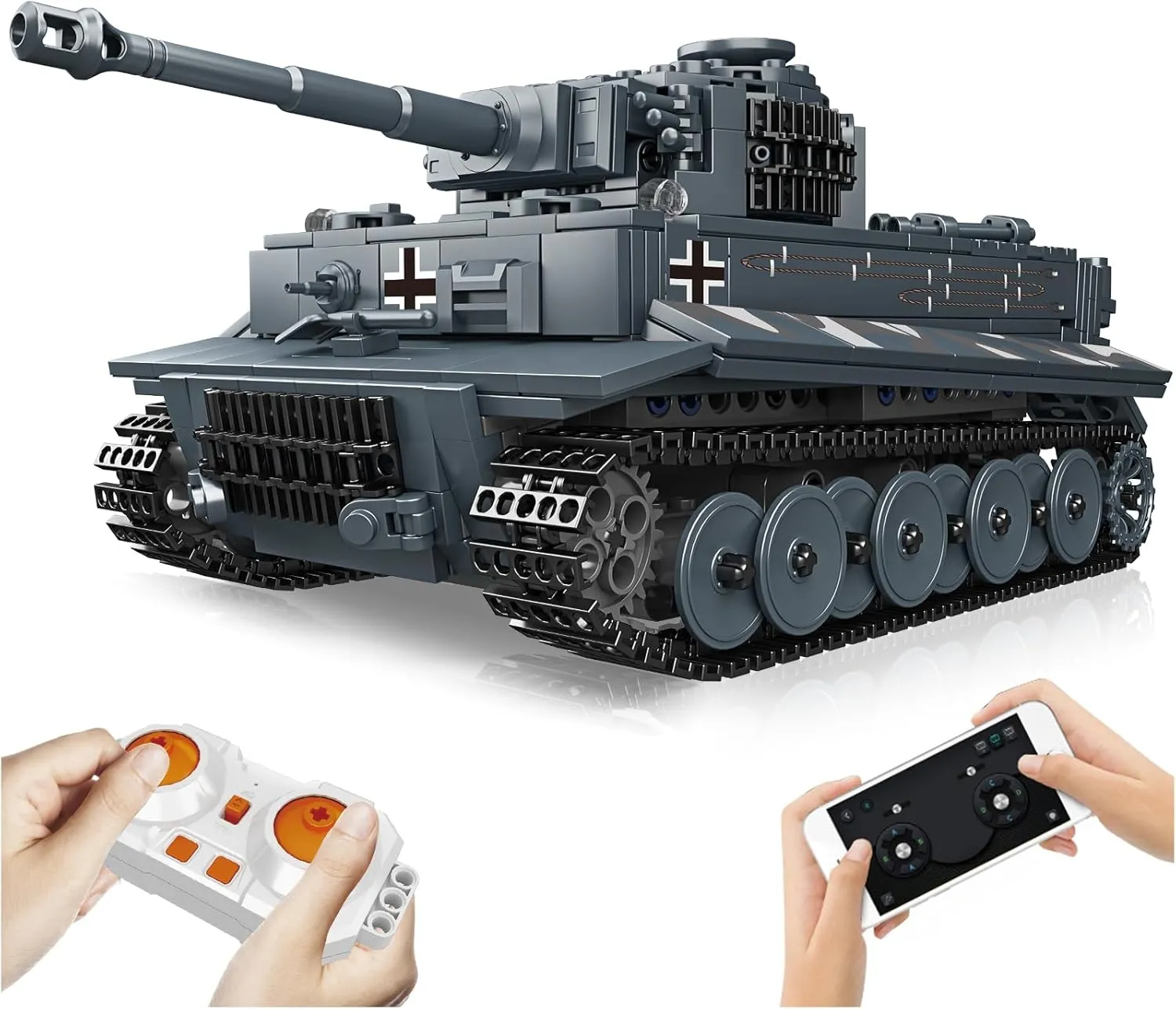 NUTCRACKER Military Tiger Tank Building Set - Heavy Military Tank with Remote APP Control Toy Building Set, Home Collectible Display Model, Easter Birthday Gift for Adult Boys Girls (800 Pieces)