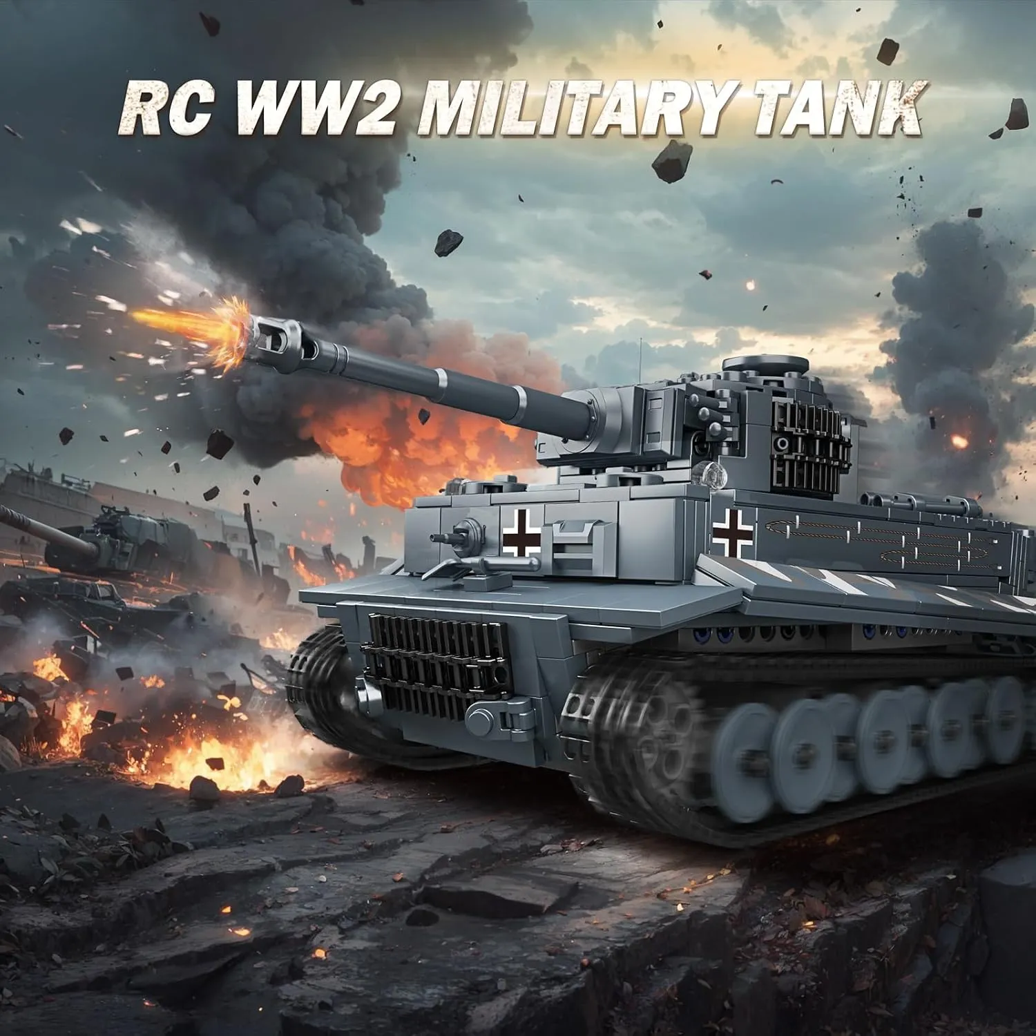 NUTCRACKER Military Tiger Tank Building Set - Heavy Military Tank with Remote APP Control Toy Building Set, Home Collectible Display Model, Easter Birthday Gift for Adult Boys Girls (800 Pieces)