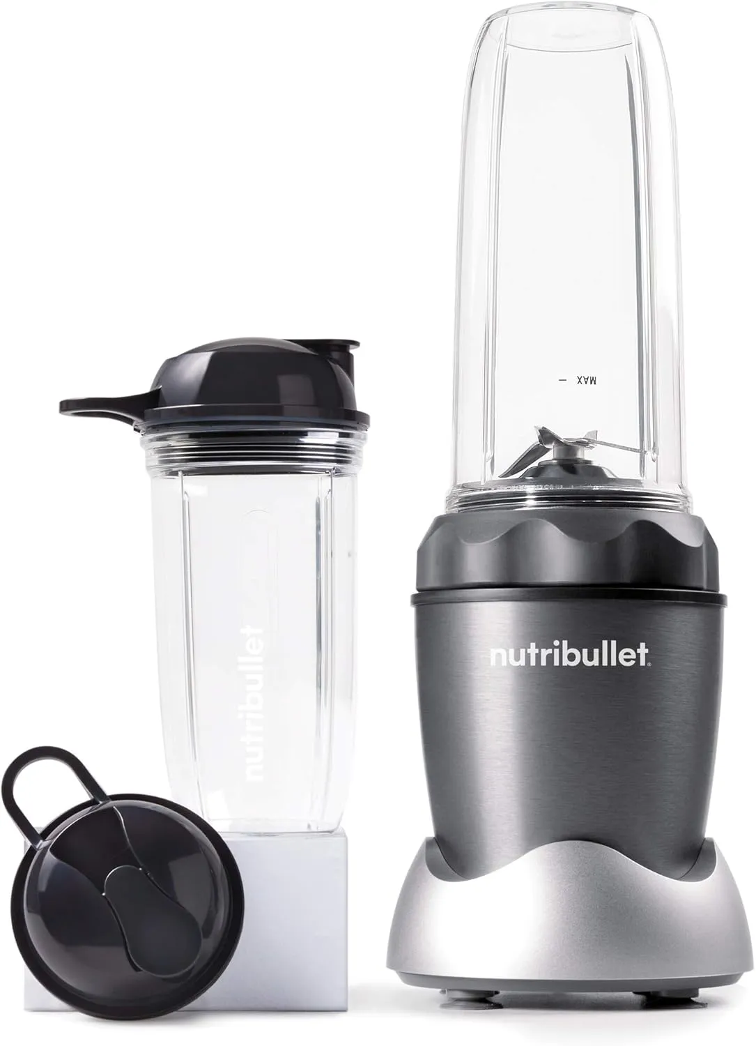 NutriBullet NB50100C Pro 1000 Single Serve Blender (1000W) 7-Piece Set, Dark Gray/Light Gray Skirt