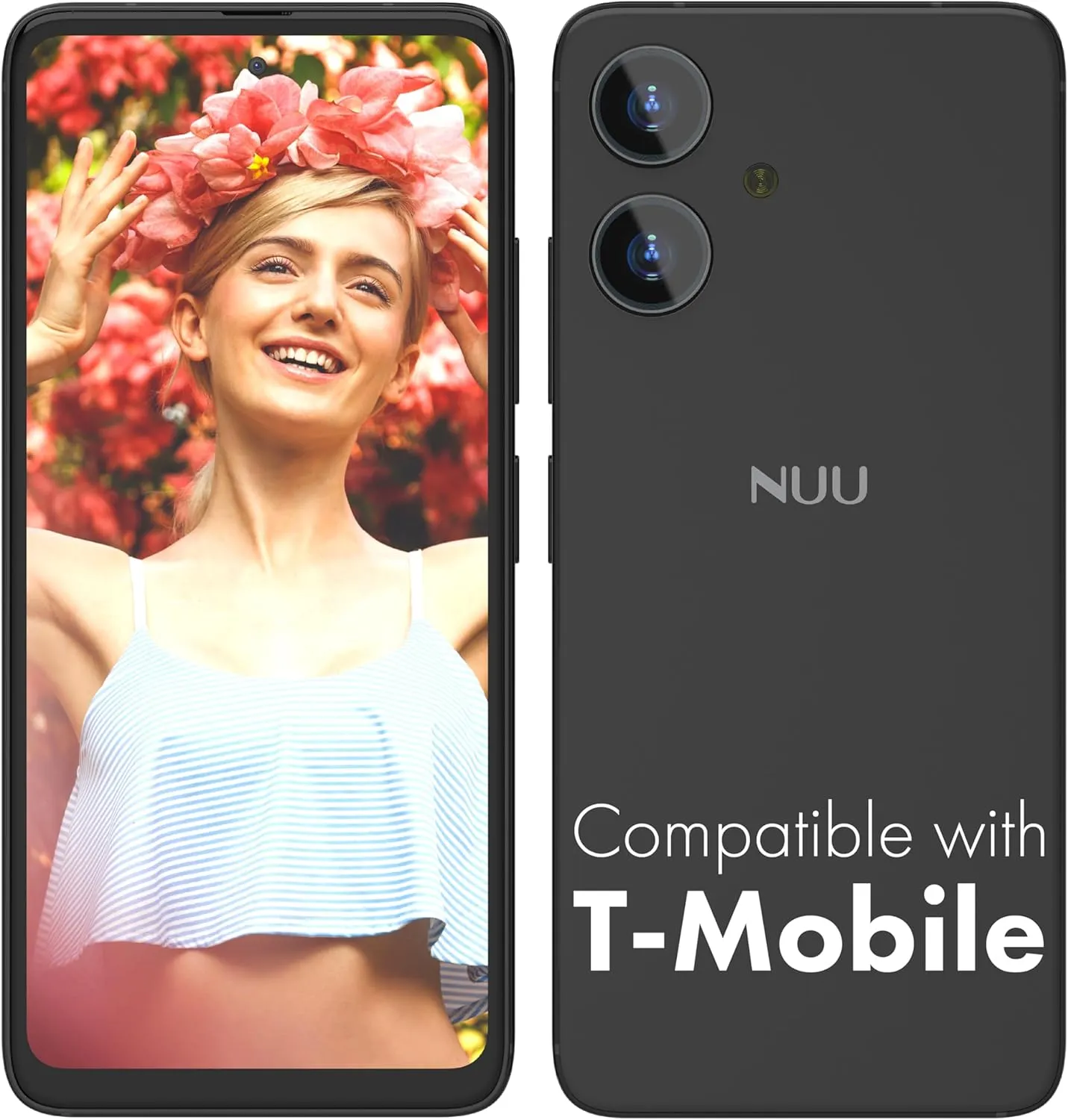 NUU N10 Basic Cell Phone for T-Mobile, Mint, Metro, Qlink, Tello and More 4GB/128GB, Perfect for Teenagers, Dual SIM 4G, Octa-Core 6.6" 90Hz HD , Unlocked Phones Android Phone 14, US Warranty (Black)