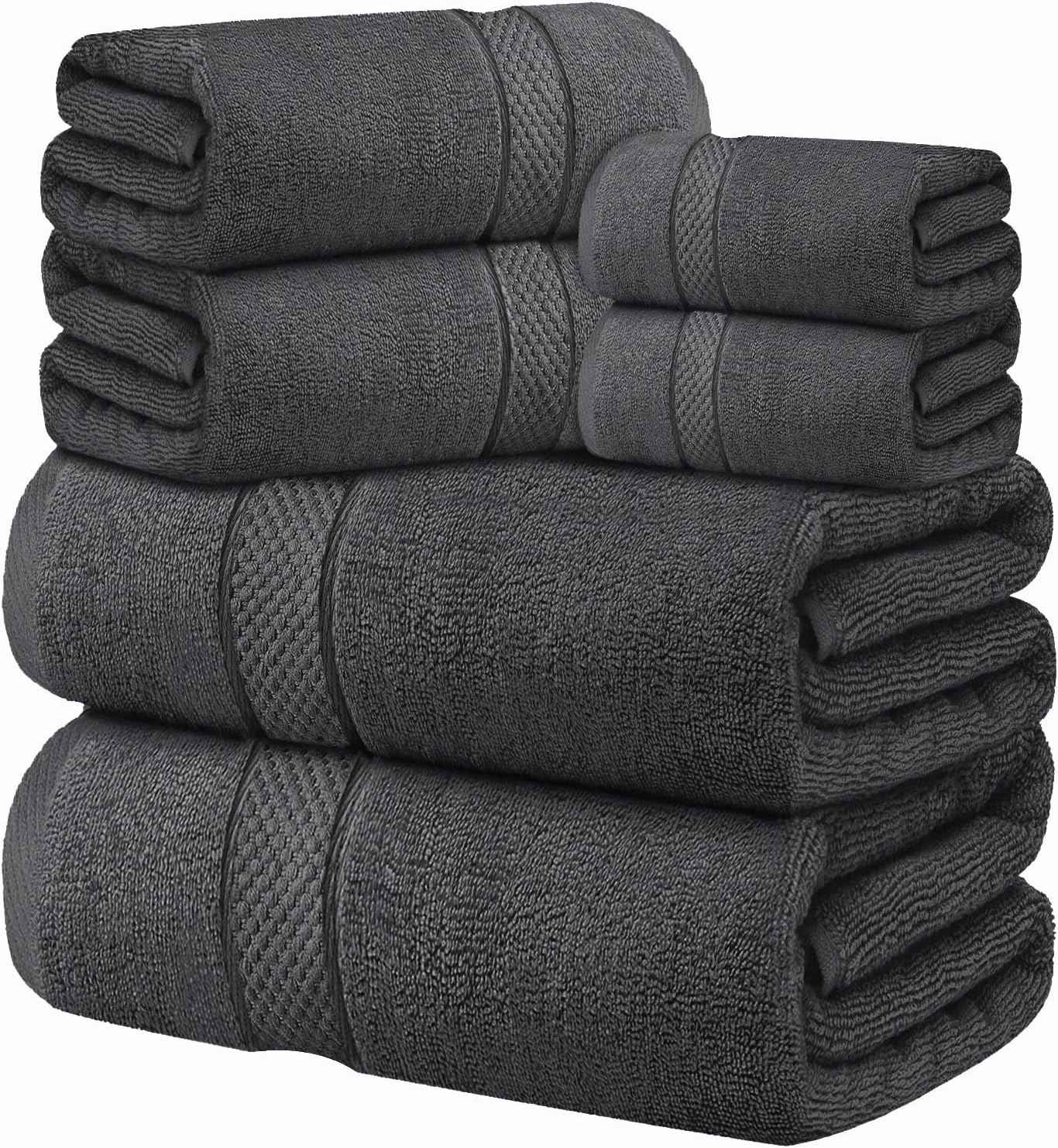 Oakias Premium Towel Set 600 GSM 6 Piece Grey - 100% Ring Spun Cotton Highly Absorbent Towels Set - Super Soft Bathroom Towel Set - Hotel Quality Double Stitched Hem - Ideal for Hotels, Spa, Gyms