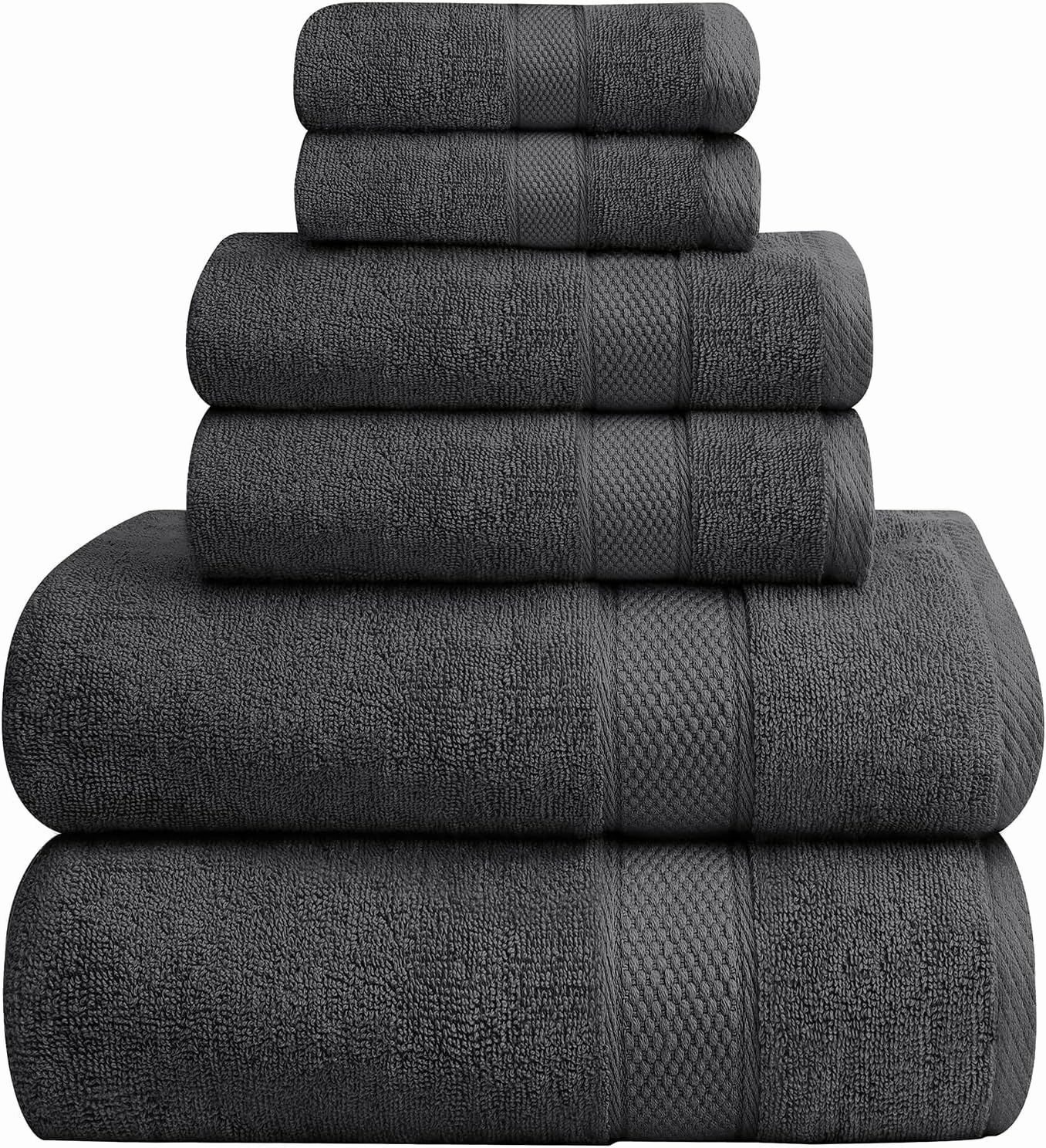 Oakias Premium Towel Set 600 GSM 6 Piece Grey - 100% Ring Spun Cotton Highly Absorbent Towels Set - Super Soft Bathroom Towel Set - Hotel Quality Double Stitched Hem - Ideal for Hotels, Spa, Gyms