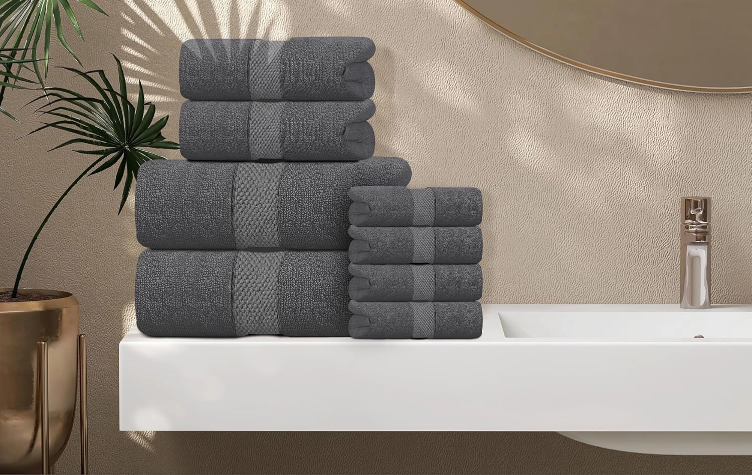 Oakias Premium Towel Set 600 GSM 6 Piece Grey - 100% Ring Spun Cotton Highly Absorbent Towels Set - Super Soft Bathroom Towel Set - Hotel Quality Double Stitched Hem - Ideal for Hotels, Spa, Gyms