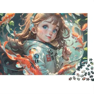 Ocean Girl for Adults Fun 500 Pieces Fish and Girls Jigsaw Puzzle Stress Relief Toy Education Game Home Decoration Toy Intellectual Game Premium & Durable 500pcs (52x38cm)