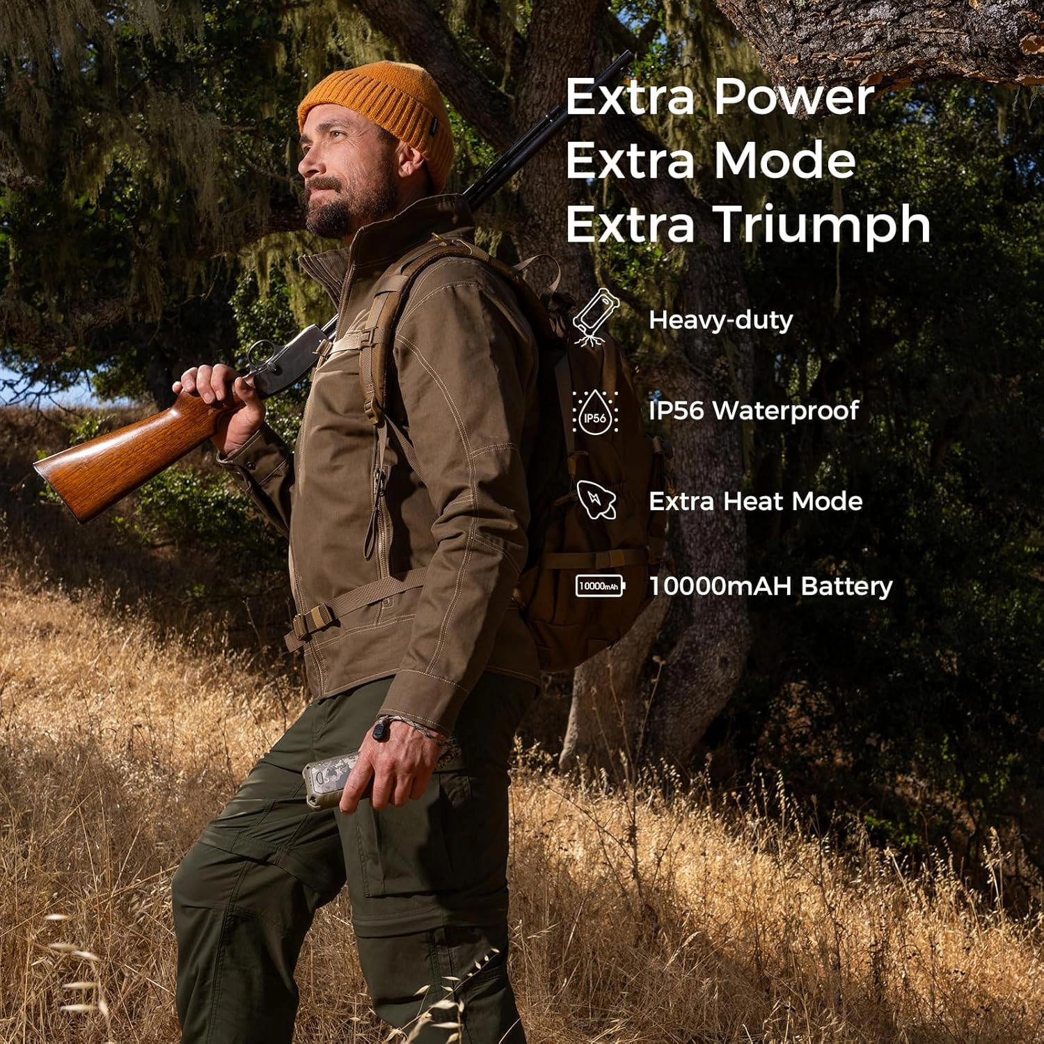 OCOOPA IP56 Waterproof Hand Warmer Rechargeable 10000mAh, Extra Heat Mode,16hrs Heating, Handwarmer with Torchlight, PD & QC Electric Hands Heater, Winter Outdoor Gifts for Men Hunting Camping Hiking