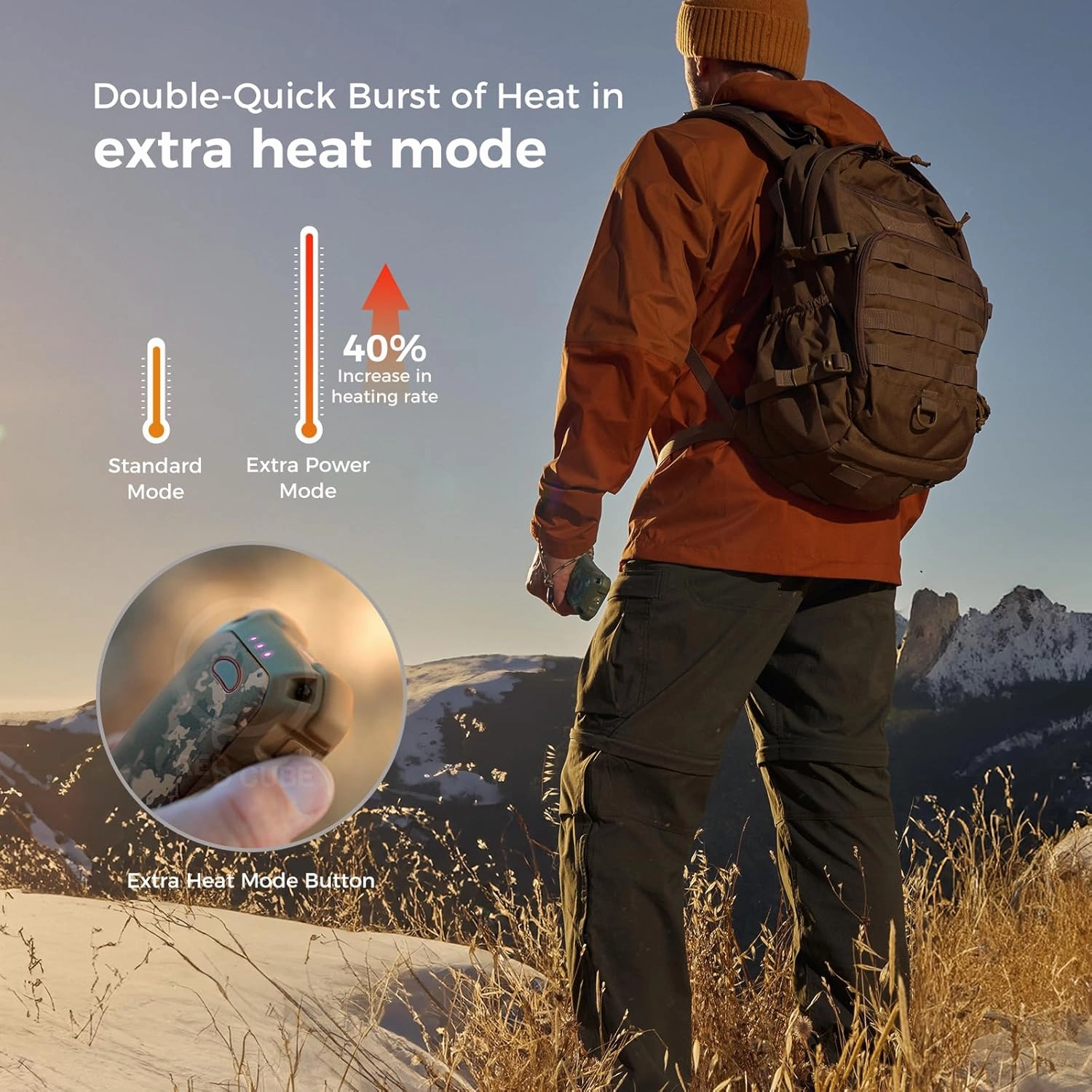 OCOOPA IP56 Waterproof Hand Warmer Rechargeable 10000mAh, Extra Heat Mode,16hrs Heating, Handwarmer with Torchlight, PD & QC Electric Hands Heater, Winter Outdoor Gifts for Men Hunting Camping Hiking