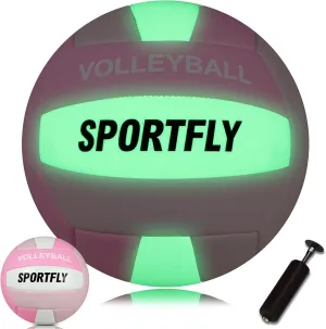 Official Size 5 Glow in The Dark Volleyball, Fluorescent Light Night Volleyball Soft Indoor Outdoor Gift Night Ball for Game Gym Training Beach Play with Pump Kit