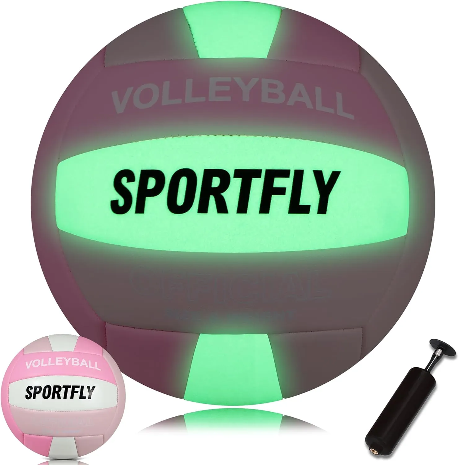 Official Size 5 Glow in The Dark Volleyball, Fluorescent Light Night Volleyball Soft Indoor Outdoor Gift Night Ball for Game Gym Training Beach Play with Pump Kit