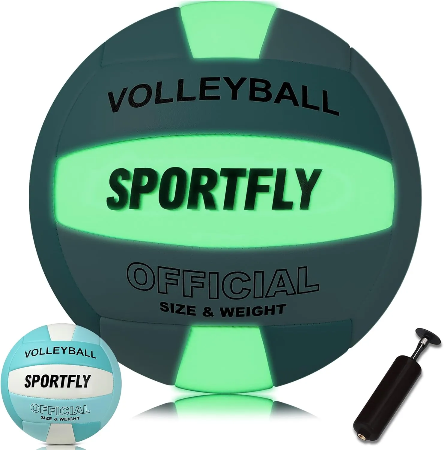 Official Size 5 Glow in The Dark Volleyball, Fluorescent Light Night Volleyball Soft Indoor Outdoor Gift Night Ball for Game Gym Training Beach Play with Pump Kit