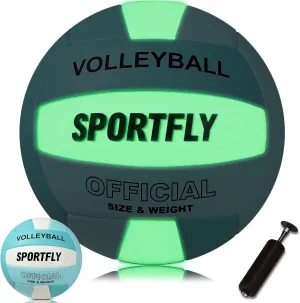 Official Size 5 Glow in The Dark Volleyball, Fluorescent Light Night Volleyball Soft Indoor Outdoor Gift Night Ball for Game Gym Training Beach Play with Pump Kit