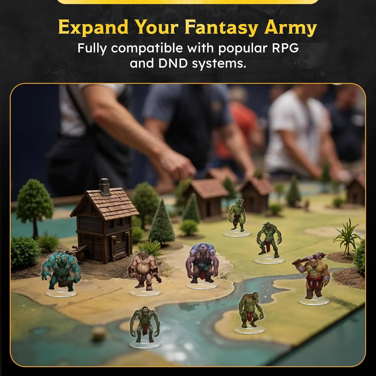 Ogres & Trolls DND Miniatures for Dungeon Masters, D&D Compatible, 2D Mini Acrylic Figures with Double-Sided Graphics & Durable Acrylic Design