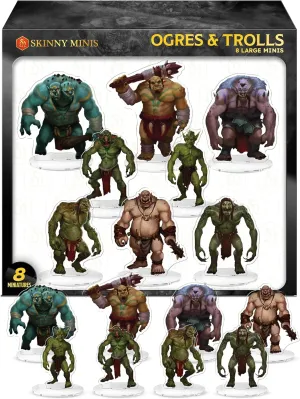 Ogres & Trolls DND Miniatures for Dungeon Masters, D&D Compatible, 2D Mini Acrylic Figures with Double-Sided Graphics & Durable Acrylic Design