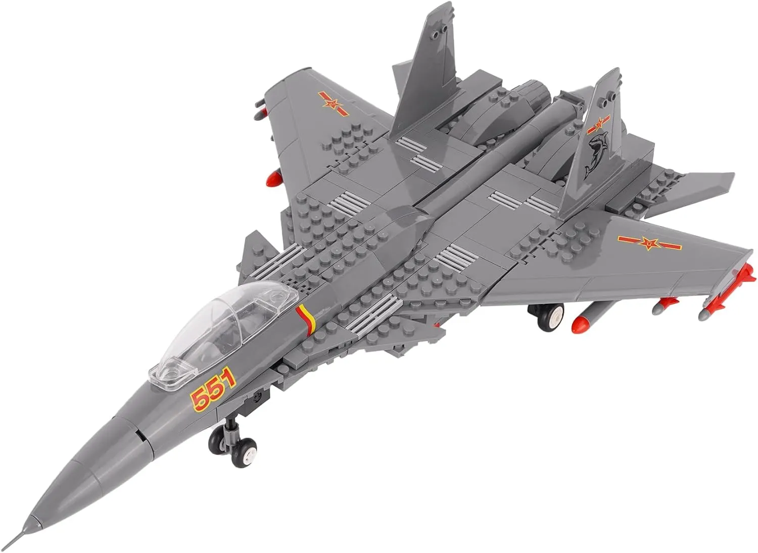Oichy Fighter Building Sets Flying Shark Carrier-Based Air Force Building Block Set (285 Pieces), Aircraft Jet Toy Set Gifts for 6  Kids and Adults, Large