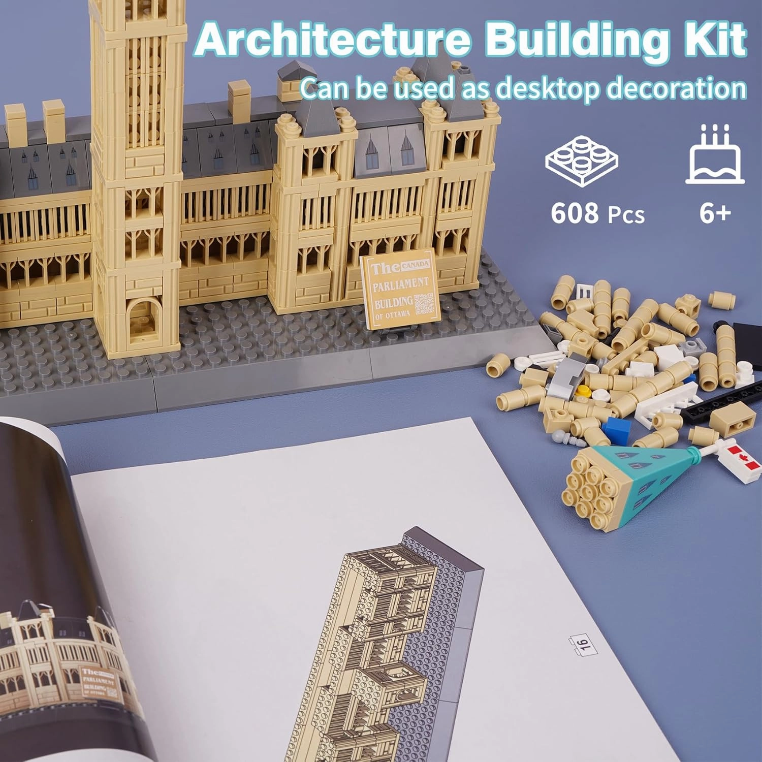 Oichy Parliament Hill Model Building Kits, World Famous Architectural Building Blocks Set, Ottawa Parliament Toy Set for Adults and Kids(608 PCS)
