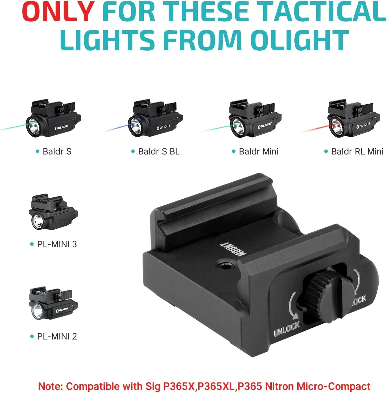 OLIGHT Rail Mount for Tactical Light, Compatible with Different Set-ups, Fits with Baldr S/BL/Mini/RLMini, PL-Mini 3/2