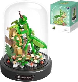 OLTLYUNH Insects Flower Bonsai Building Set,Adult Mini Animals Friend Set,Insect Collection Gift for Kids,Party Favors Bugs Building Block Kit,Valentines New Year Birthday Gift for Boys Girls(Mantis)