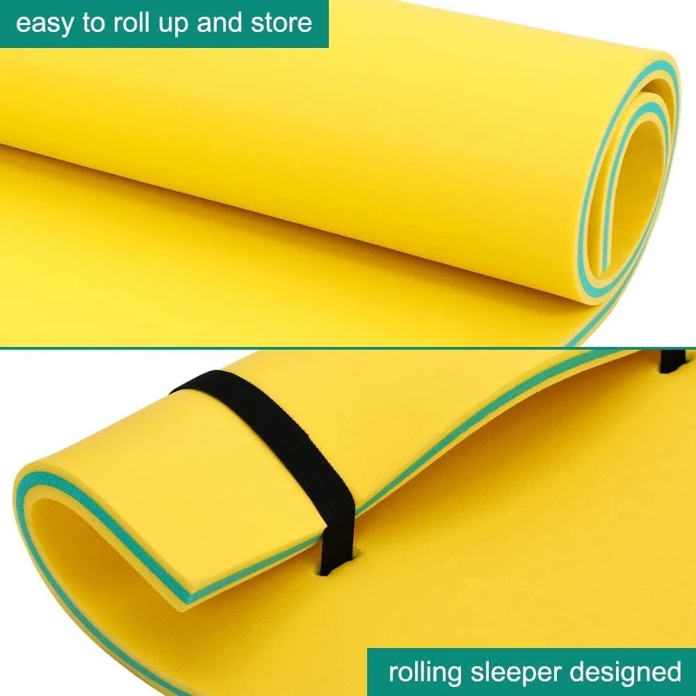Omlaza 9/12/18 ' Water Floating Mat, Tear-Resistant XPE Foam Lakes Lily Pad for Water Recreation and Relaxing for Party, Family Floating Pad for Pool&Beach, Suitable for Many People (Blue/Yellow)
