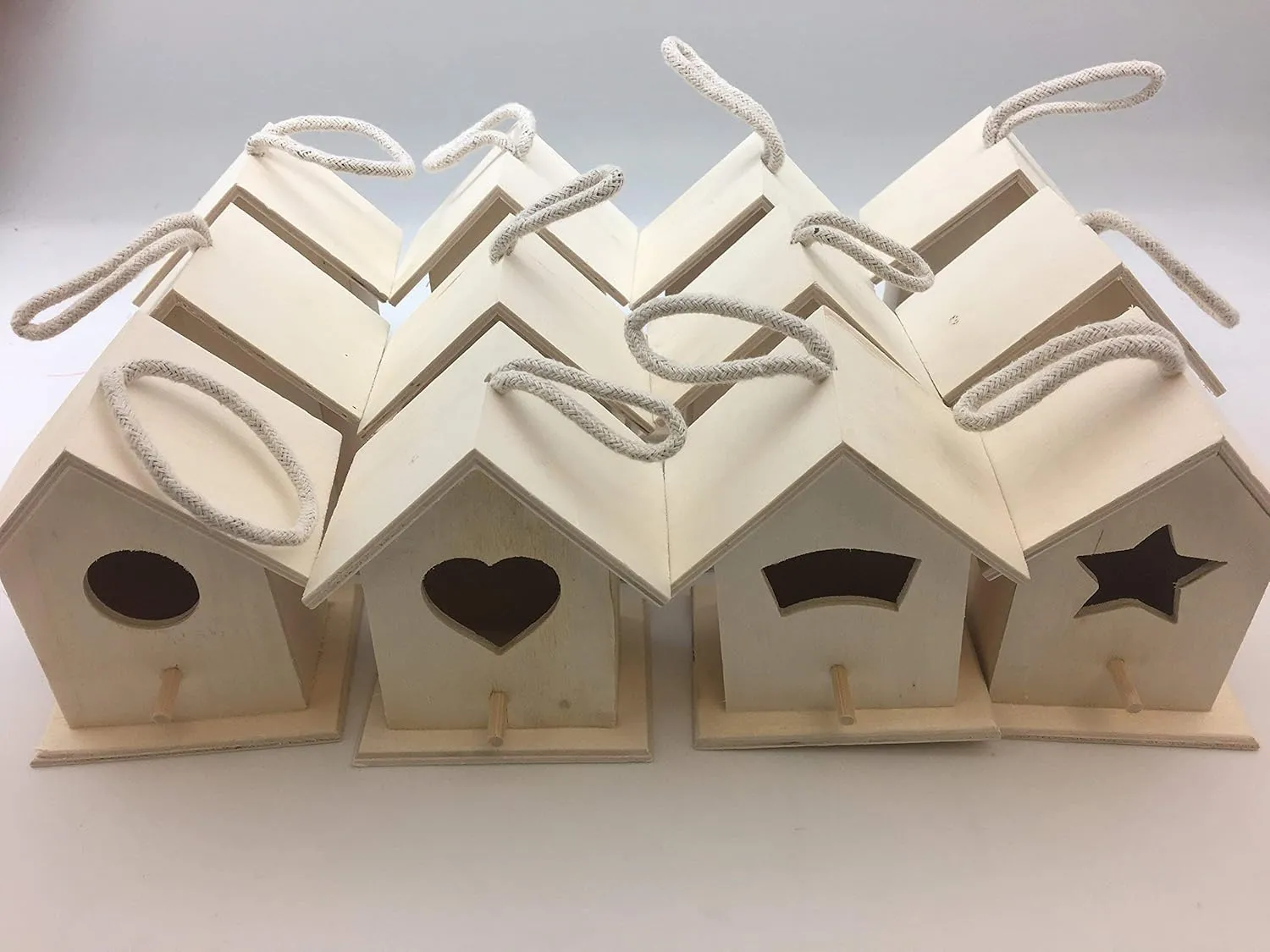 Oojami 12 Pack DIY Unfinished Wooden Birdhouses for Kids & Adults – Bulk Mini Bird House Craft Kit for Painting, Decorating & Hanging – Arts & Crafts Party Supplies, School, Camp, Classroom Activities