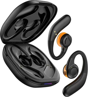 Open Ear Headphones Wireless Bluetooth 5.2, Open Ear Earbuds with Dual 16.2mm Dynamic Drivers 60 Hours Playtime Waterproof Sport Earbuds for Android iPhone TV