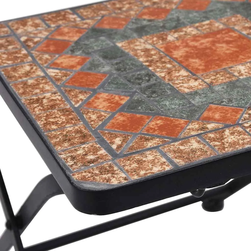 Orange Gray Mosaic Bistro Chairs Set of 2 with Powder Coated Iron Frame Ceramic Seat for Outdoor Patio Garden Balcony Furniture and Decor