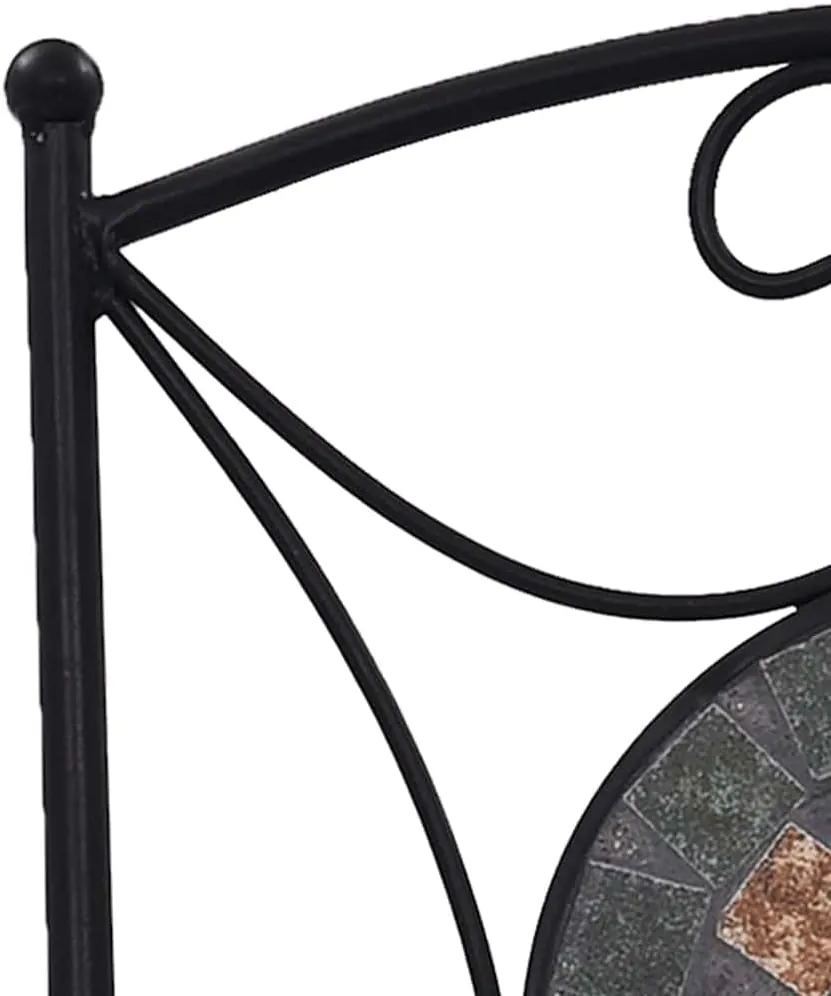 Orange Gray Mosaic Bistro Chairs Set of 2 with Powder Coated Iron Frame Ceramic Seat for Outdoor Patio Garden Balcony Furniture and Decor