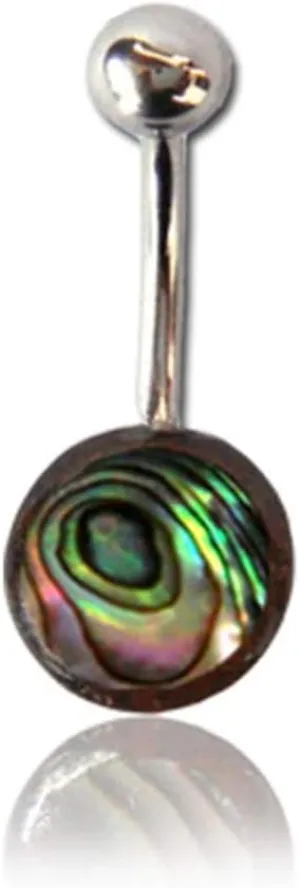 Organic Shell Belly Button Ring Piercing for Women - Navel Belly Button Rings with Surgical Steel - with Abalone, Mother of Pearl, and More
