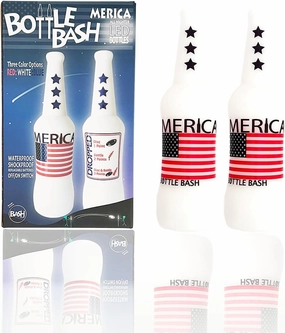 Original Bottle Bash (Beersbee, Polish Horseshoes, Frisbeer) Bottle Set, Unbreakable - Choose Yellow, USA or USA with LED Version